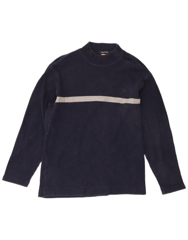 Nautica Top da uomo a maniche lunghe in cotone color block medio blu navy