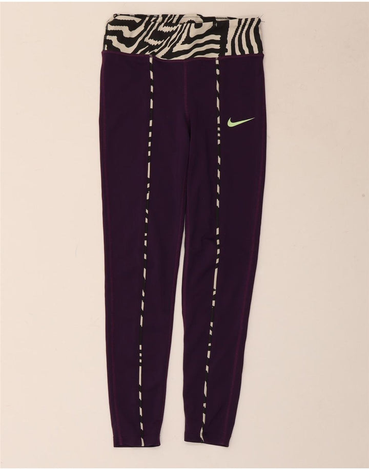 Leggings aderenti NIKE per ragazze 10-11 anni stampa animalier viola medio