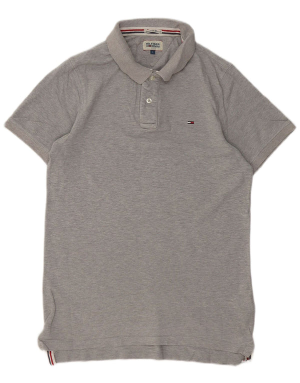 TOMMY HILFIGER Polo da uomo grande in cotone grigio