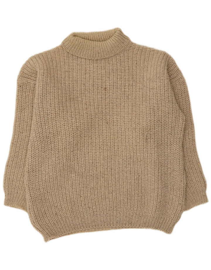 Maglione maglione vintage da uomo con collo alto, grande beige