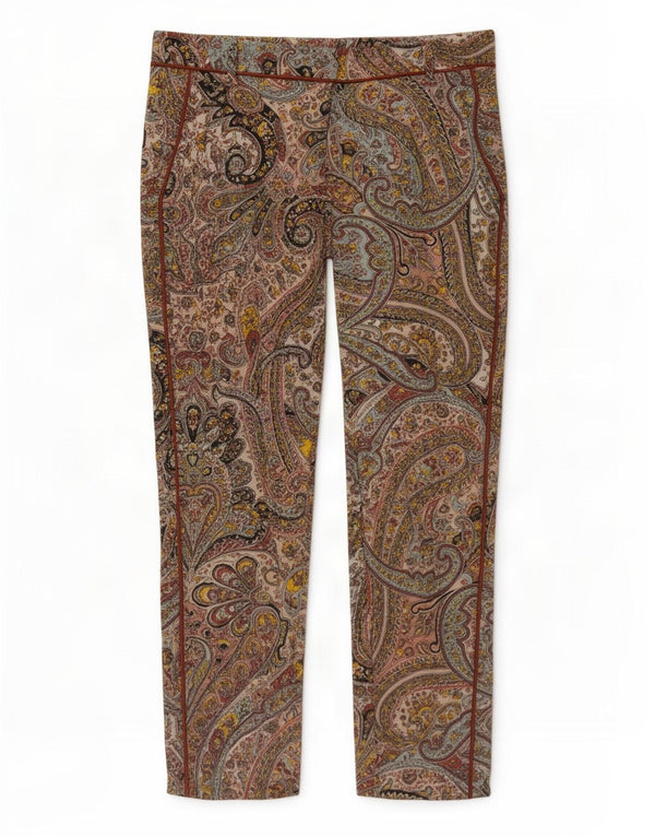 Pantaloni cropped slim da donna Sisley IT 42 Medium W32 L26 Verde Paisley