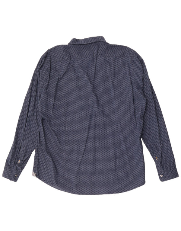 Camicia da uomo Hugo Boss XL in cotone floreale blu navy