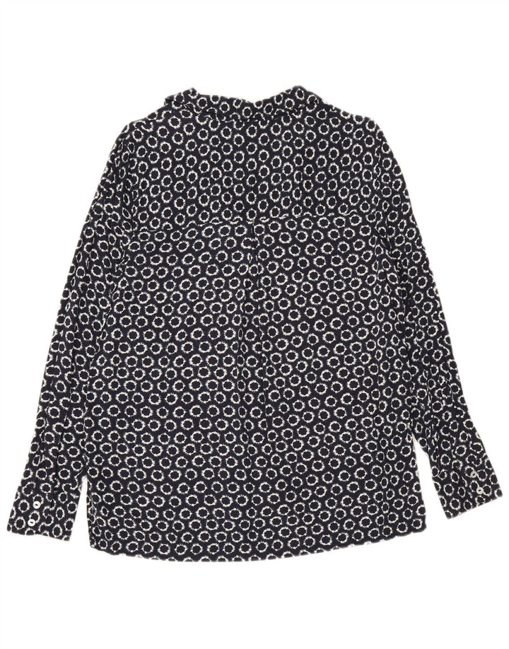 Camicia ampia da donna Marks & Spencer UK 12 medio blu navy geometrico