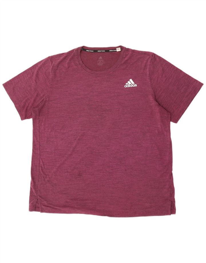 T-shirt da uomo Adidas Top XL poliestere screziato bordeaux