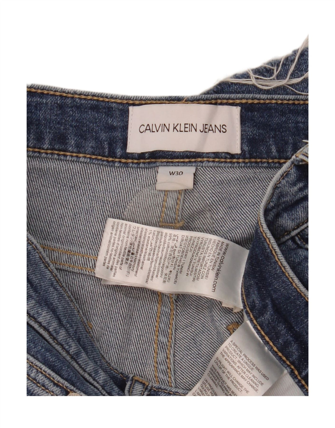 CALVIN KLEIN Pantaloncini di jeans da donna Mom Jean W30 cotone blu medio