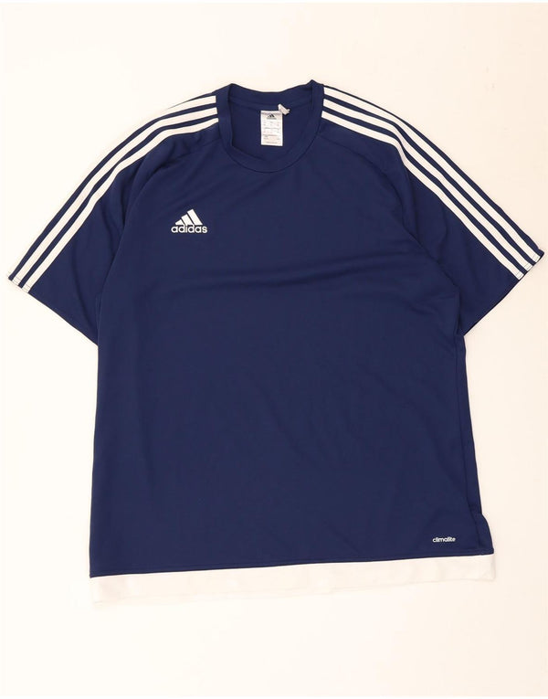 T-shirt Adidas Climalite da uomo Top XL Poliestere color block blu navy