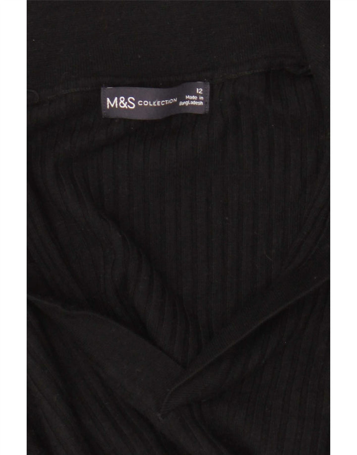 Maglione corto da donna Marks & Spencer con collo a polo UK 12 medio nero
