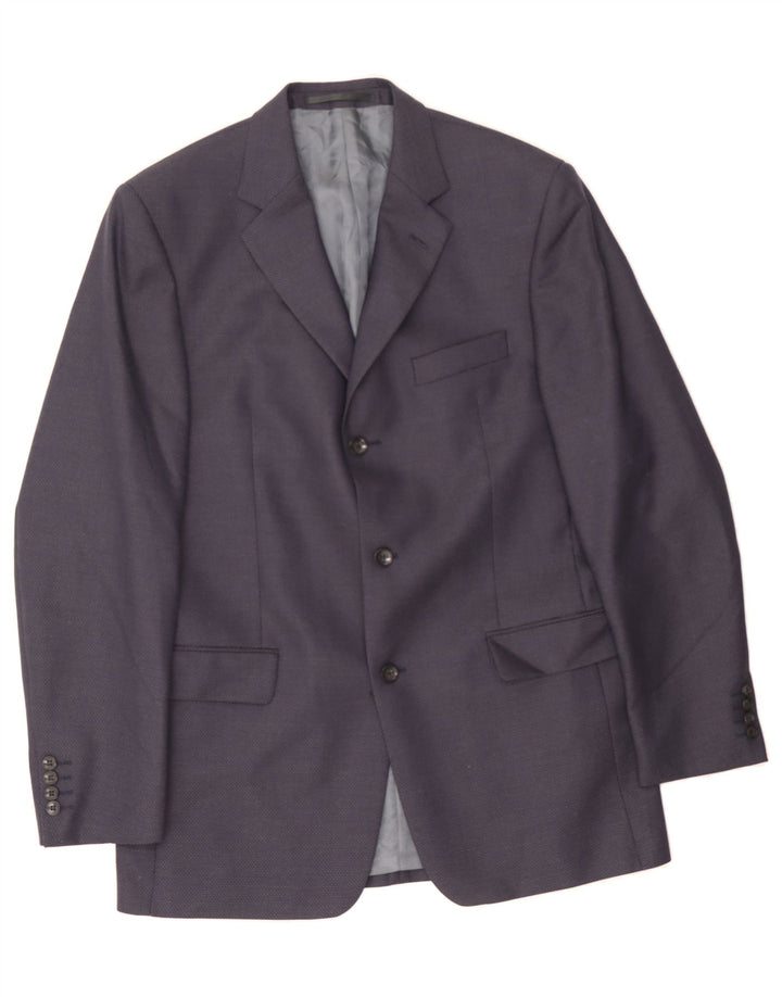 DOUGLAS Mens 3 Button Blazer Jacket UK 40 Large Navy Blue Wool Vintage Douglas and Second-Hand Douglas from Messina Hembry 