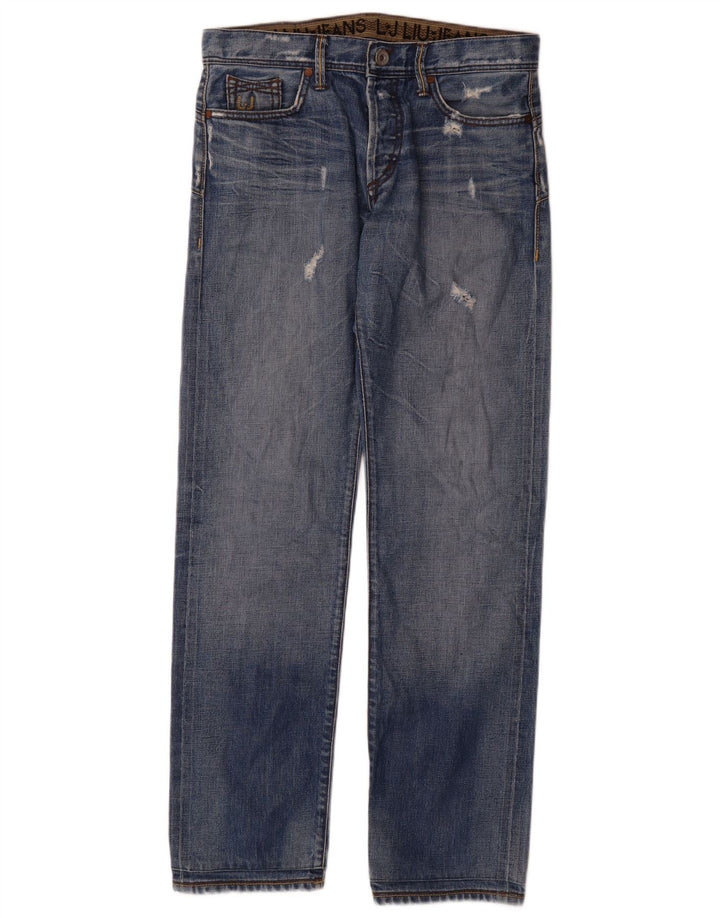 Jeans dritti invecchiati da uomo Liu Jo W32 L34 cotone blu