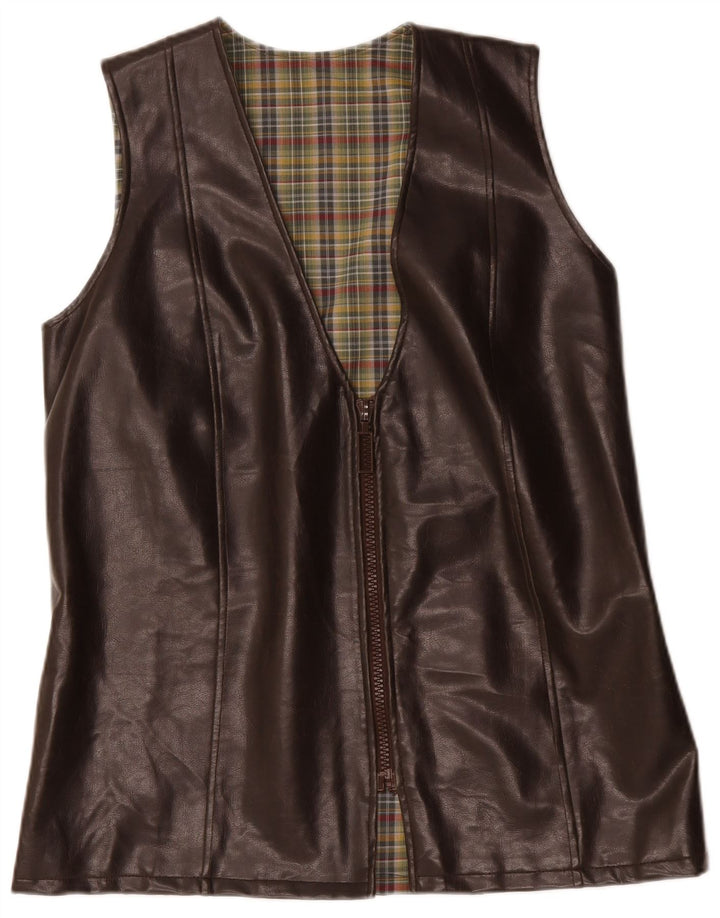 Gilet in pelle da uomo vintage UK 38 in pelle marrone medio