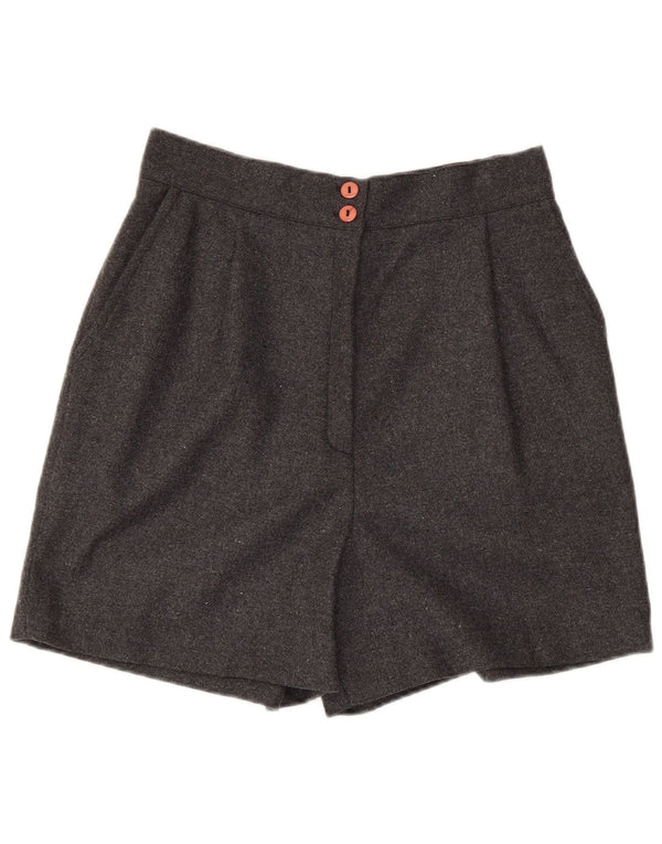 Pantaloncini casual a vita alta da donna vintage grandi W28 poliestere grigio