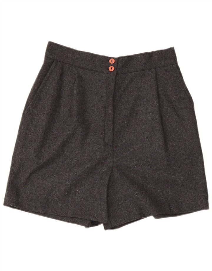 Pantaloncini casual a vita alta da donna vintage grandi W28 poliestere grigio