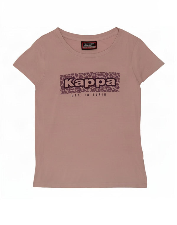 Kappa Womens Graphic T-Shirt Top UK 10 Small Pink Cotton