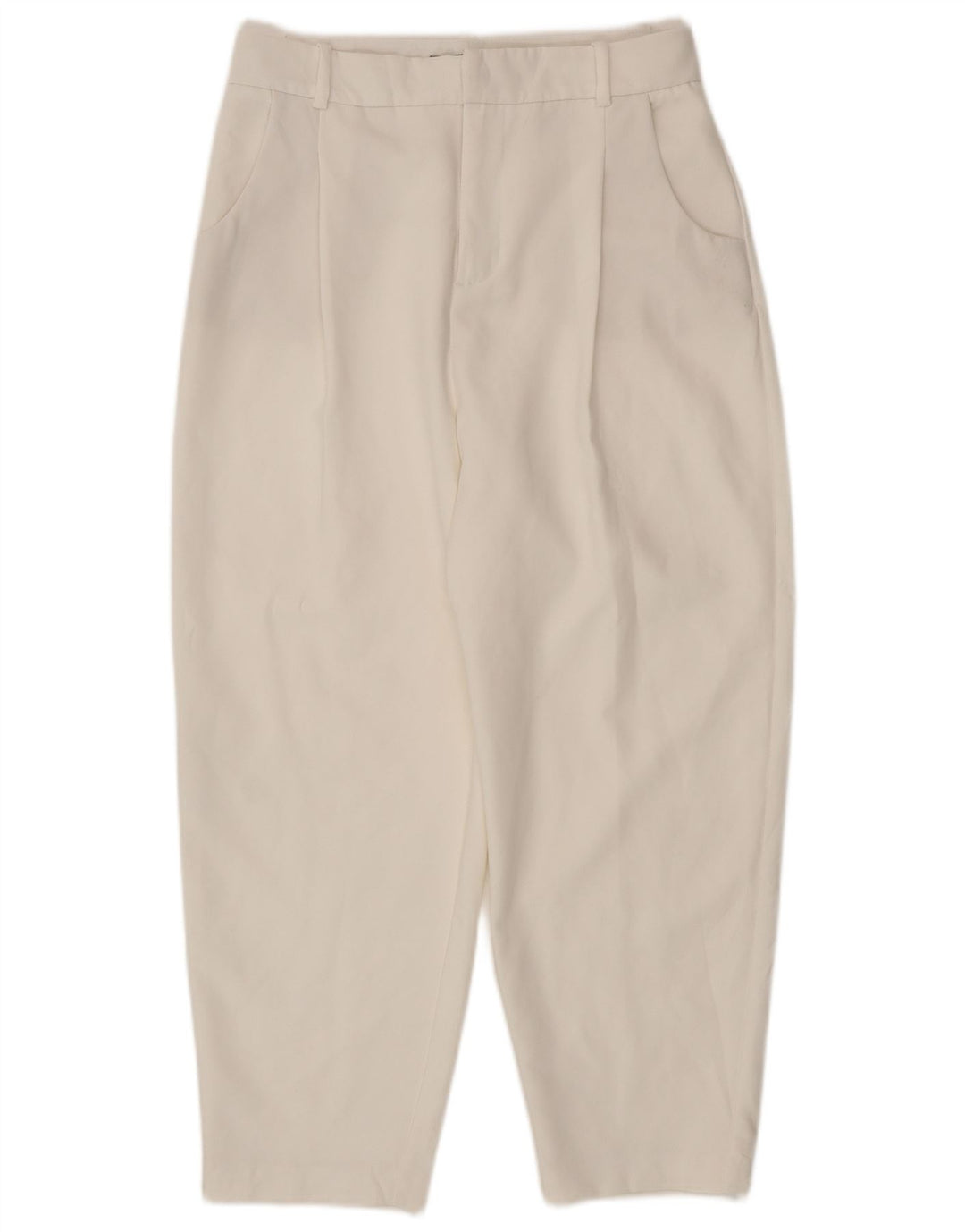 Pantaloni casual con pegging affusolati ZARA da donna piccoli W26 L25 poliestere bianco