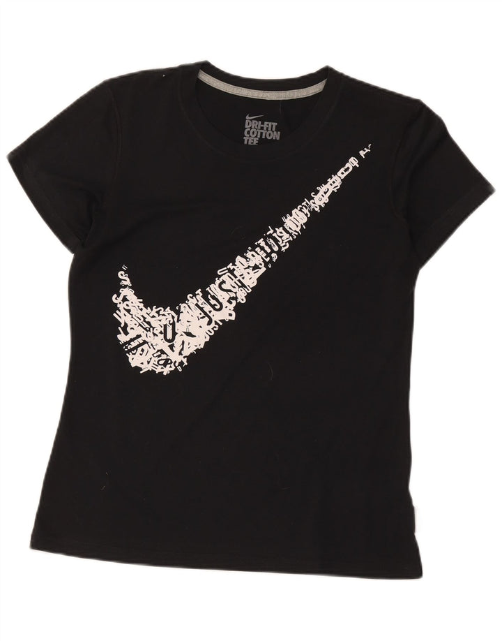 T-shirt grafica Nike Dri Fit da donna, taglia UK 14, media, nera
