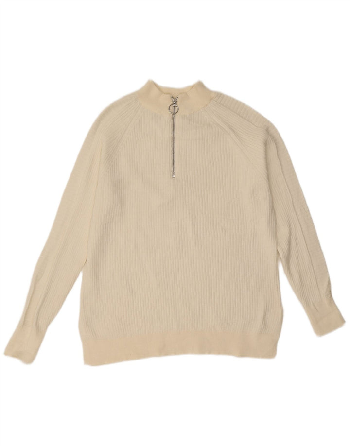 Maglione da donna Marks & Spencer con zip e collo UK 14 medio bianco sporco