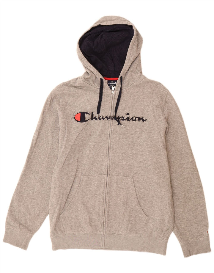 Maglione con cappuccio e zip grafica da uomo Champion grande grigio screziato