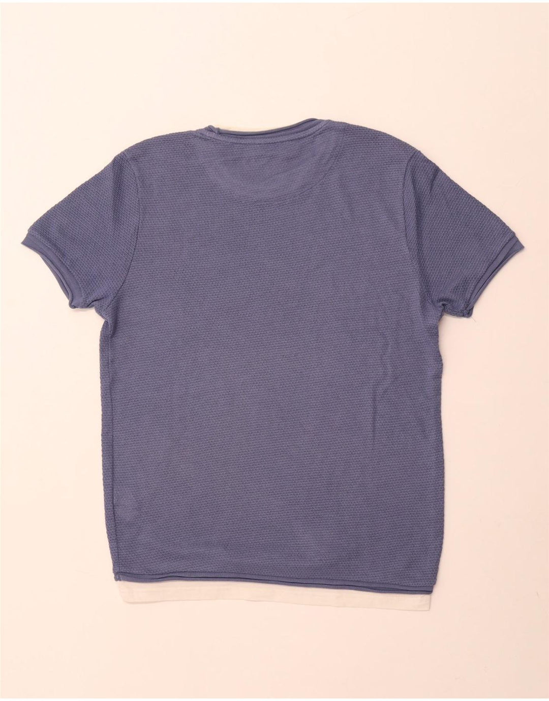 ZARA T-shirt da uomo Top media in cotone blu navy