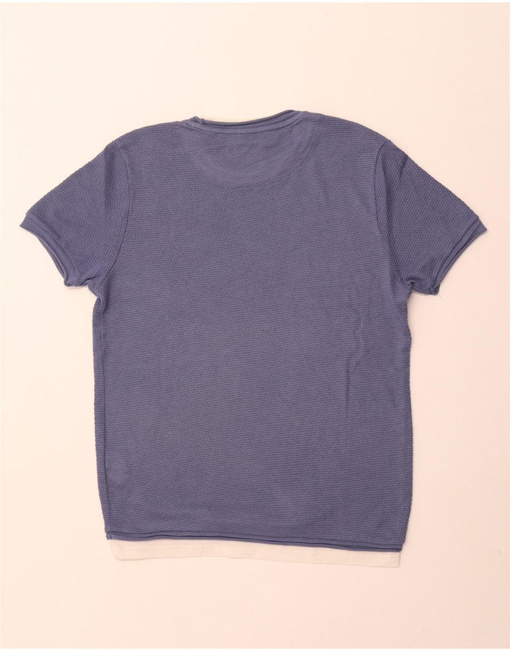 ZARA T-shirt da uomo Top media in cotone blu navy