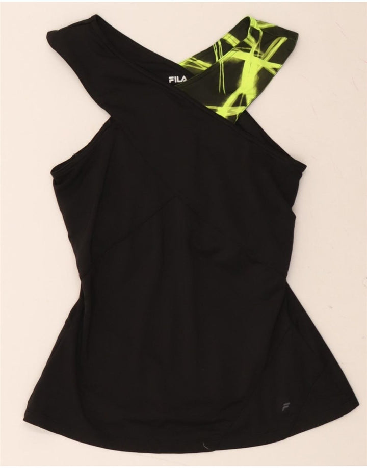 FILA Womens Blouse Top UK 10 Small Black Colourblock Vintage Fila and Second-Hand Fila from Messina Hembry 