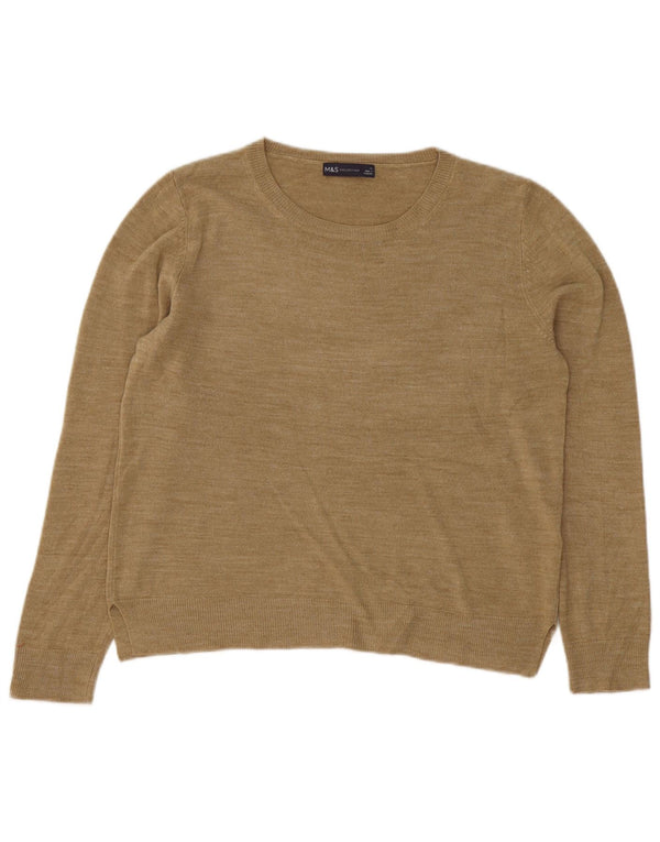 Maglione maglione con scollo a barca da donna Marks & Spencer UK 16 grande acrilico kaki