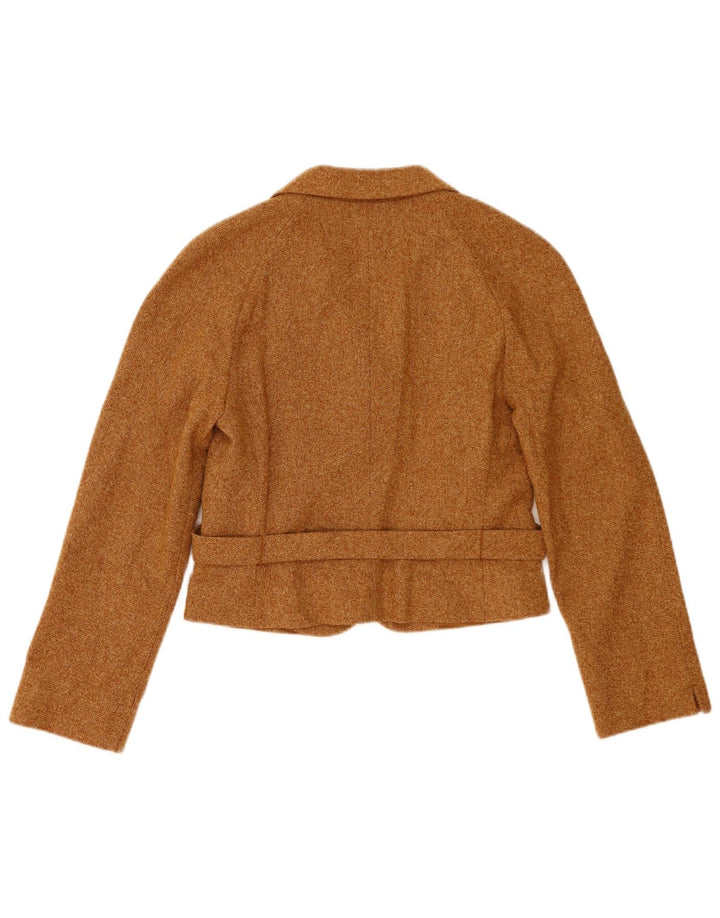 Giacca blazer a 3 bottoni corta da donna Marella UK 10 piccola lana marrone