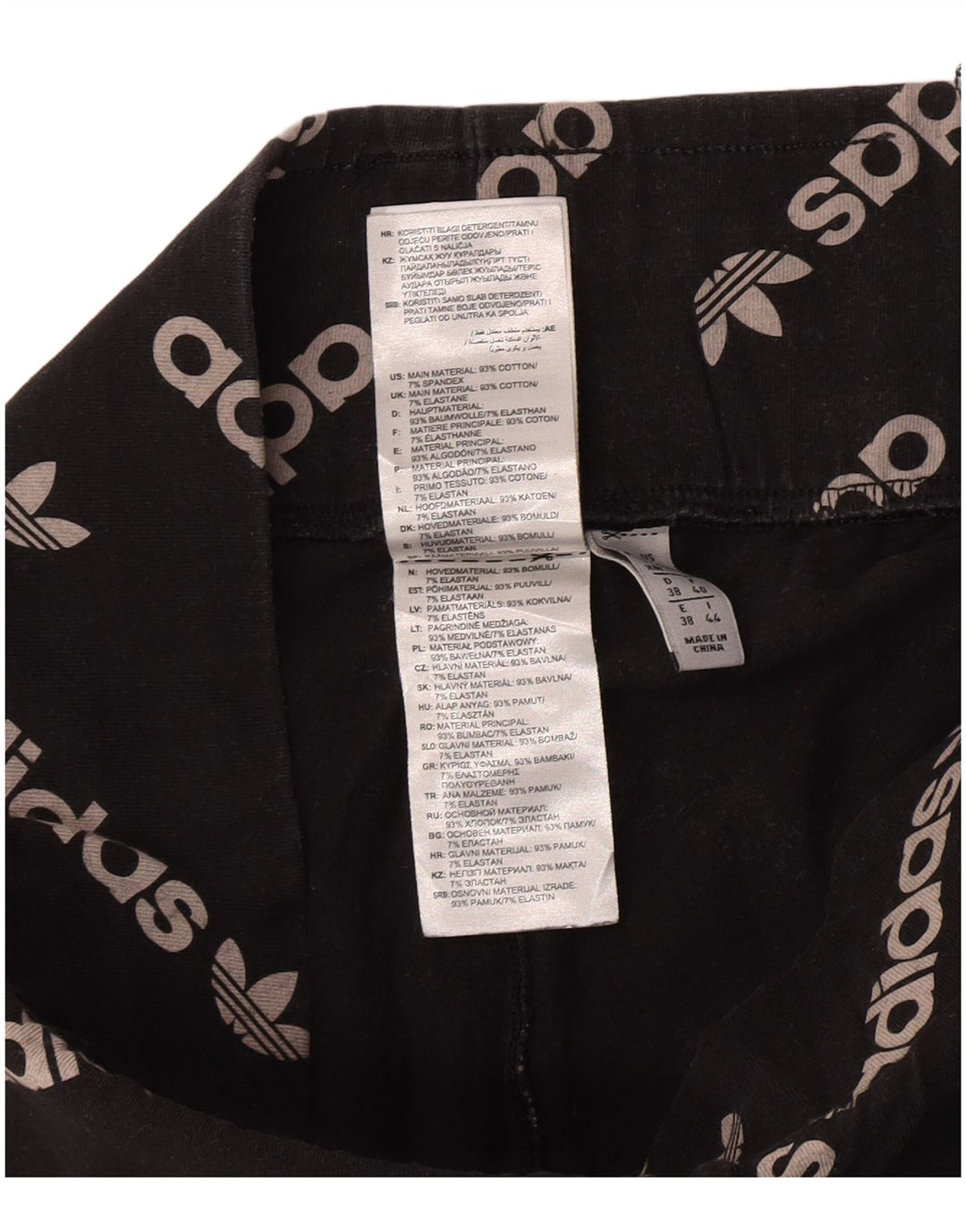 Leggings grafici da donna Adidas UK 12 cotone medio nero