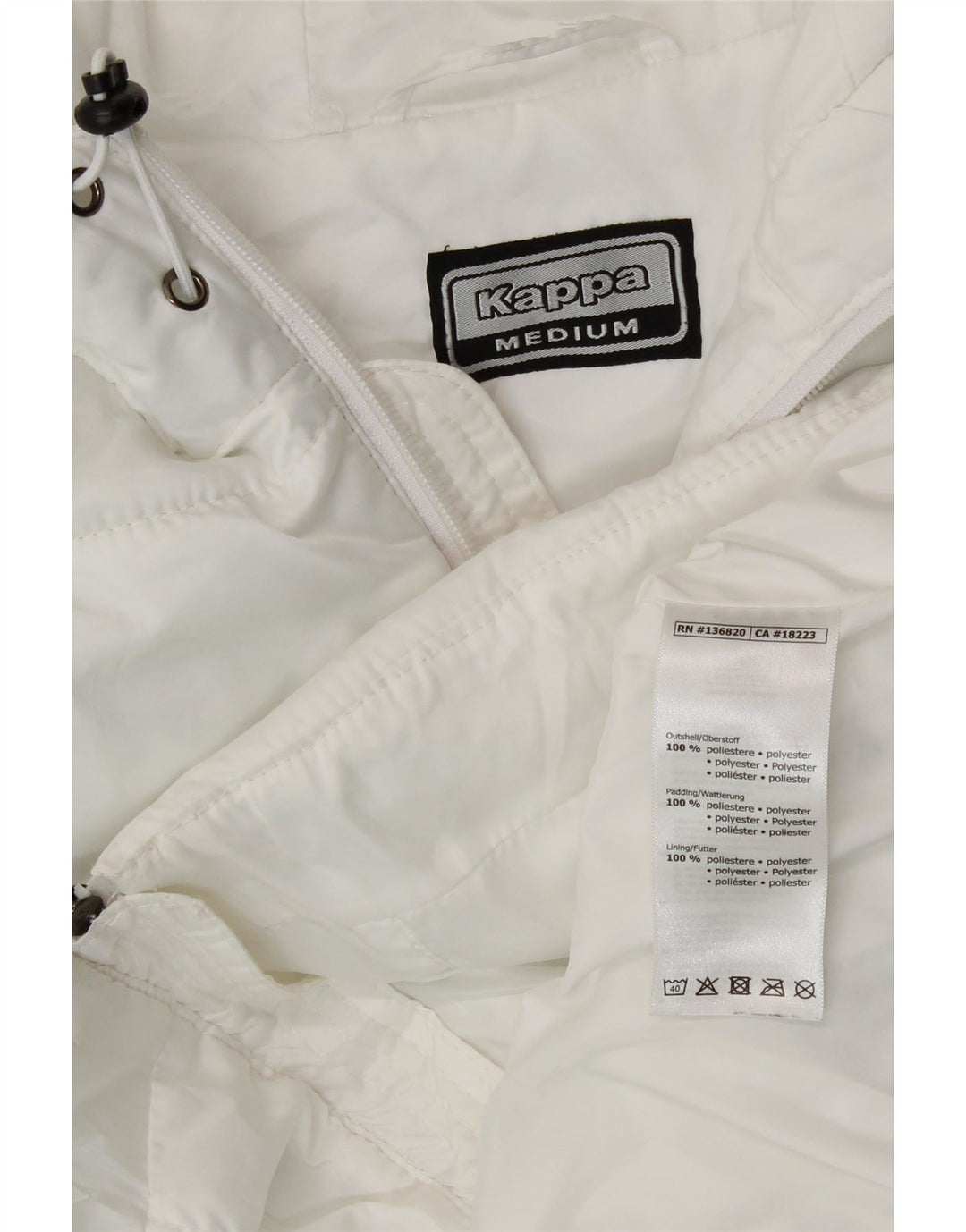 Gilet imbottito lungo con cappuccio Kappa da donna UK 12 medio poliestere bianco