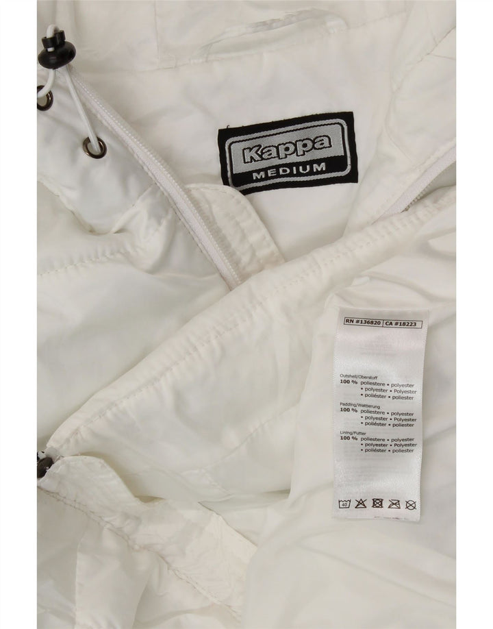 Gilet imbottito lungo con cappuccio Kappa da donna UK 12 medio poliestere bianco