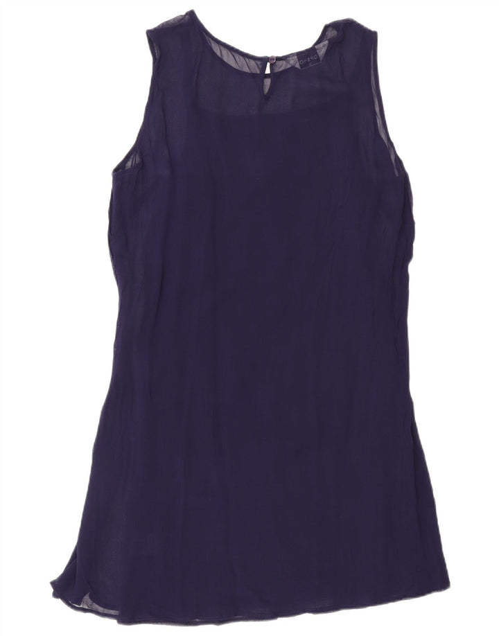 Topshop Abito a trapezio senza maniche da donna UK 12 Viscosa medio blu navy