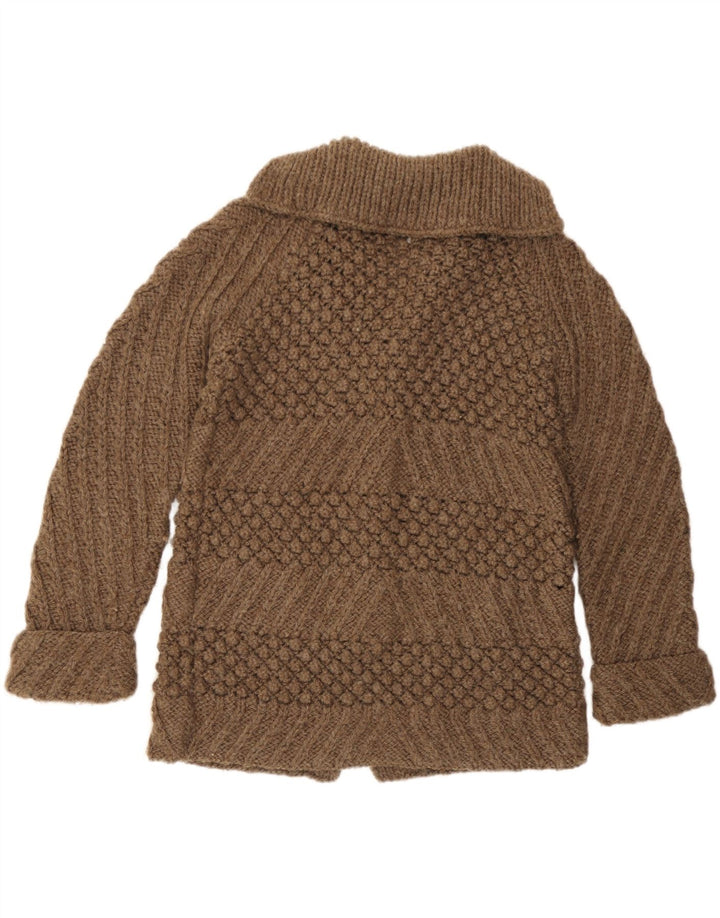 Maglione cardigan da donna vintage UK 16 grande marrone