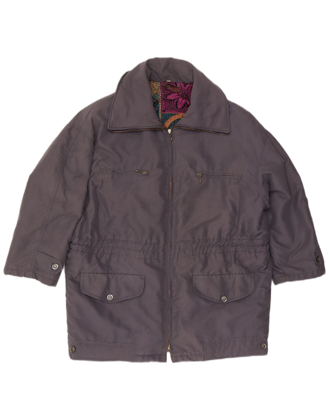 Giacca utilitaria vintage da donna UK 16 grande grigia
