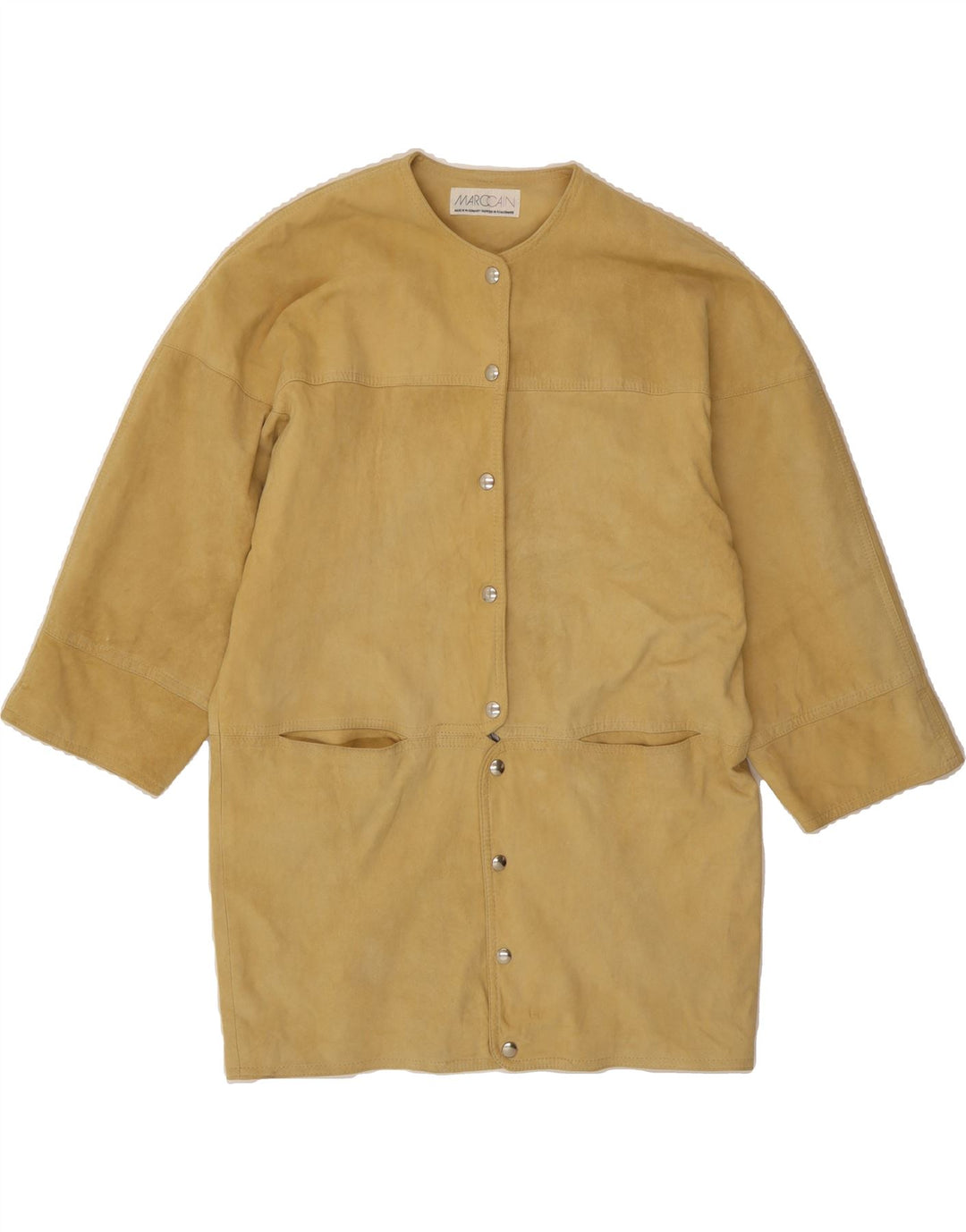 MARCCAIN Womens Oversized 3/4 Sleeve Suede Overcoat Size 3 Medium Beige Vintage Marccain and Second-Hand Marccain from Messina Hembry 