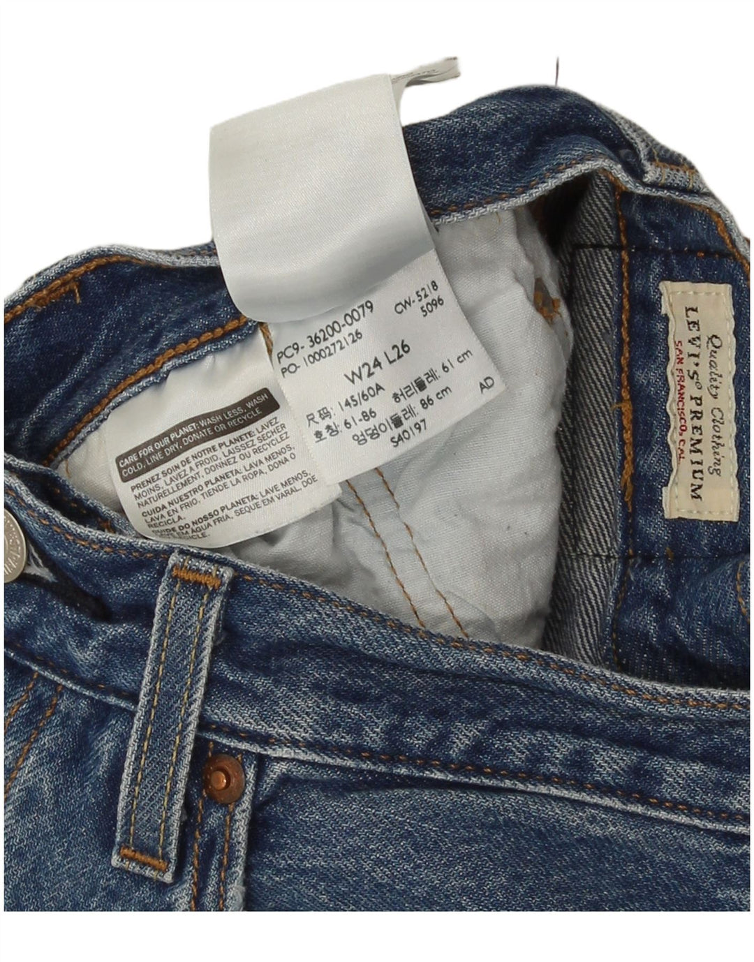 Jeans dritti Levi's 501 da donna W24 L26 cotone blu