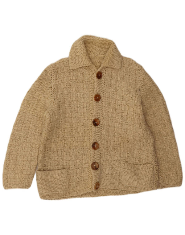 Maglione cardigan da uomo vintage beige medio