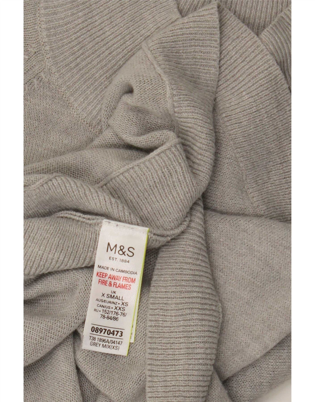 Maglione maglione a collo alto da donna Marks & Spencer UK 6 XS Grigio