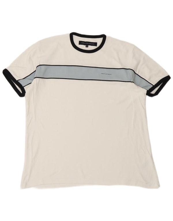 T-shirt da uomo French Connection Top in cotone color block bianco medio