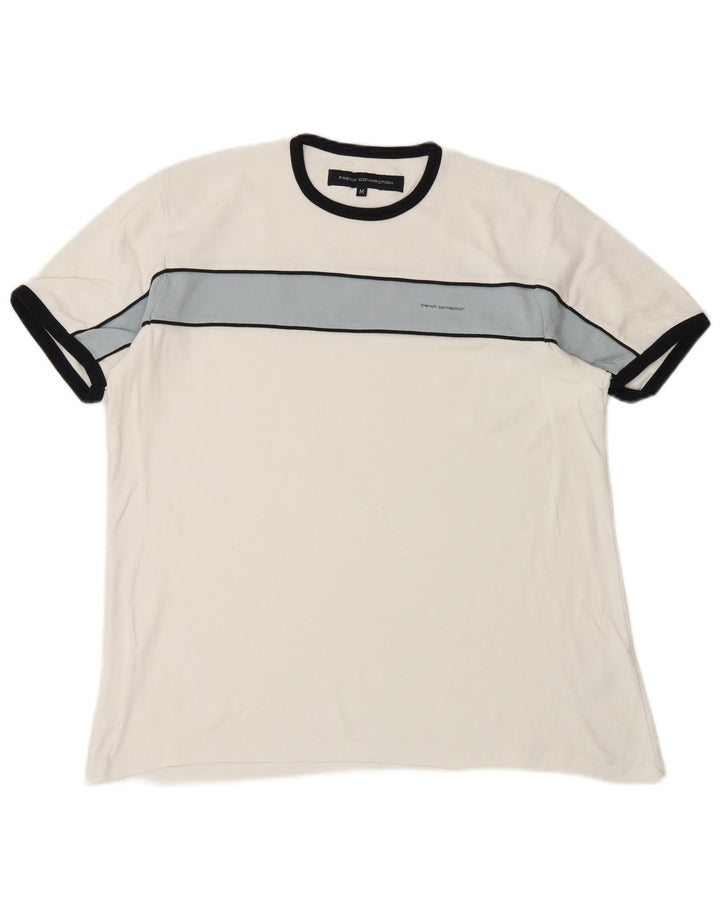 T-shirt da uomo French Connection Top in cotone color block bianco medio