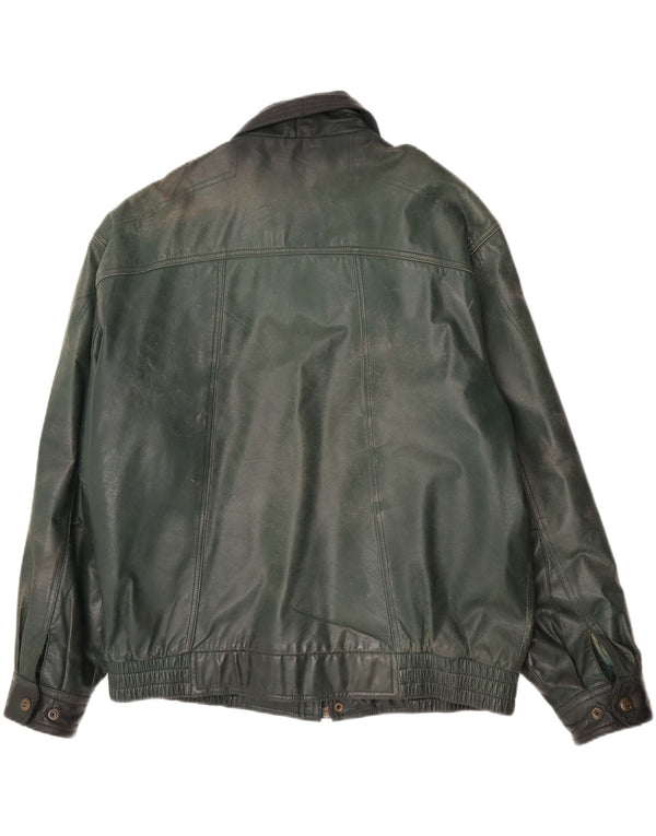 Giacca in pelle vintage da uomo IT 58 4XL Pelle verde