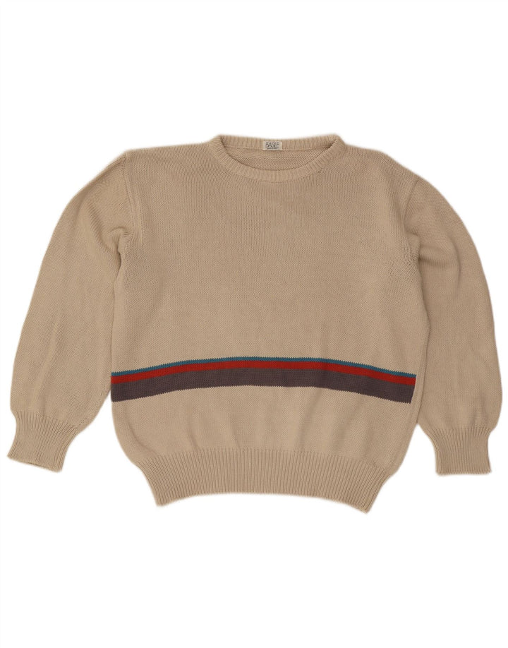 Basile Uomo Maglione Girocollo Maglione Grande Cotone Colorblock Beige