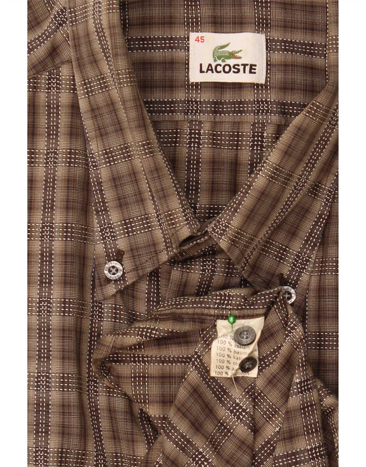 Camicia da uomo Lacoste taglia 45 XL in cotone a quadri marrone