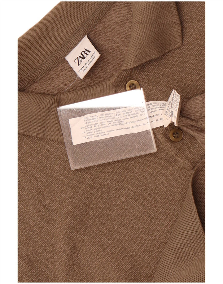 Maglione Zara da uomo senza maniche con collo alto in cotone marrone medio