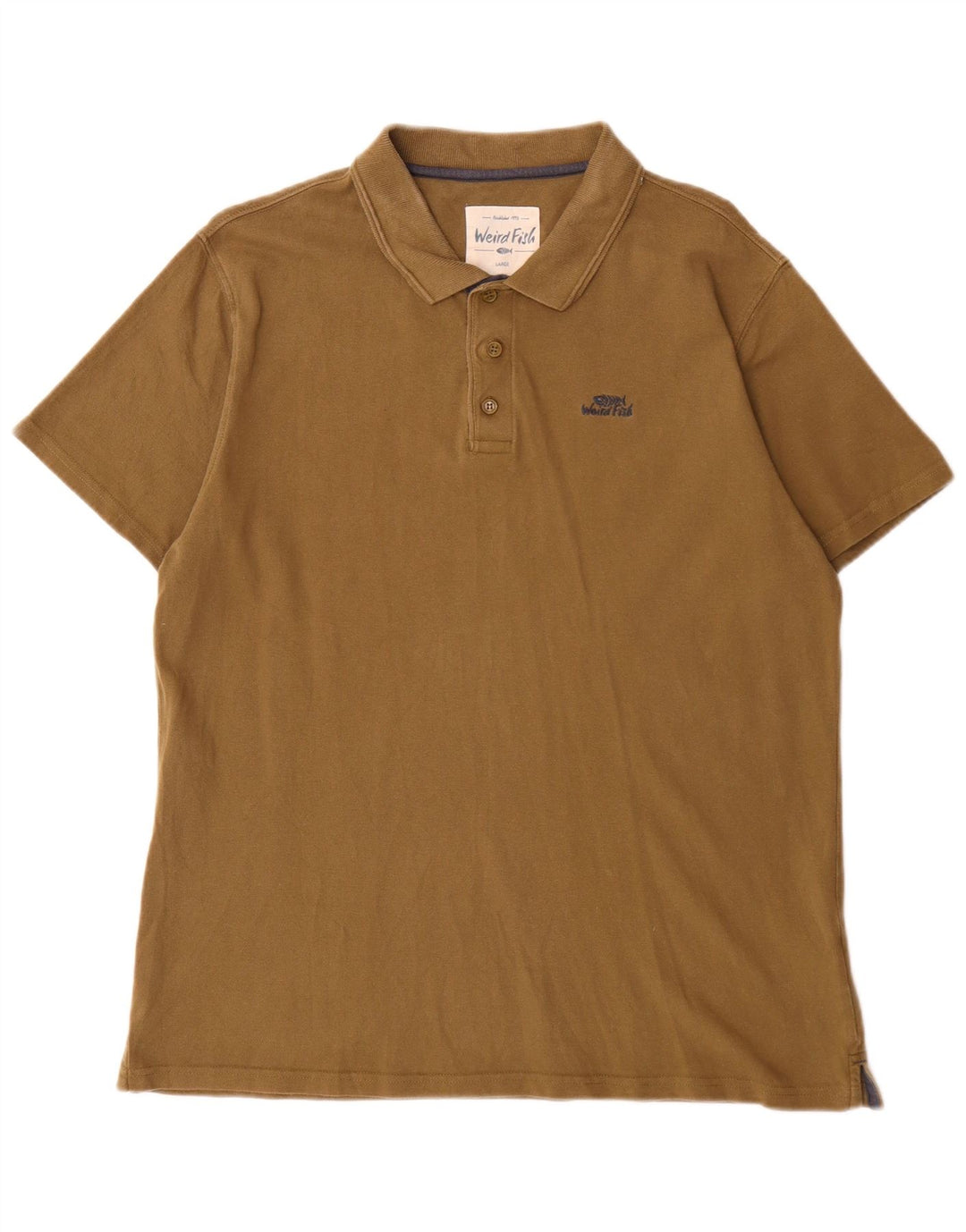Polo da uomo Weird Fish grande in cotone kaki