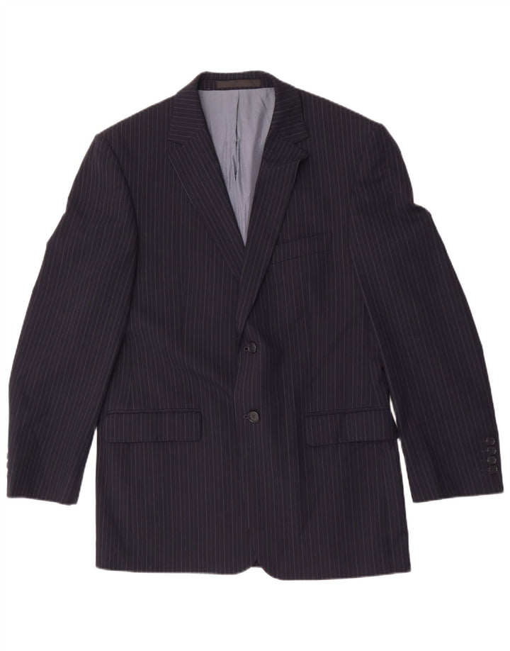 Giacca blazer da donna Marks & Spencer UK 40 medio blu navy gessato
