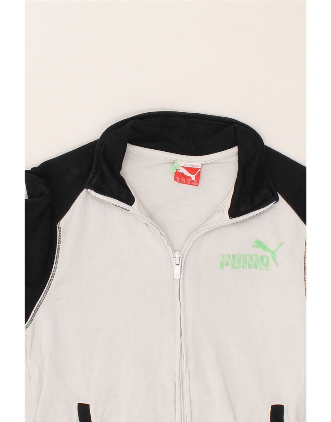 PUMA Boys Graphic Tracksuit Top Jacket 9-10 Years White Colourblock Vintage Puma and Second-Hand Puma from Messina Hembry 