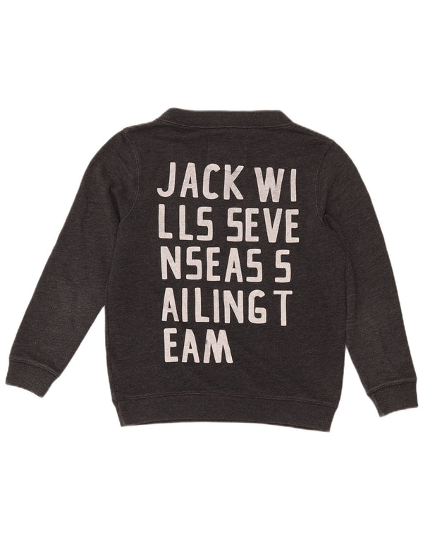 JACK WILLS Felpa oversize con grafica da donna Maglione UK 8 Piccolo Grigio