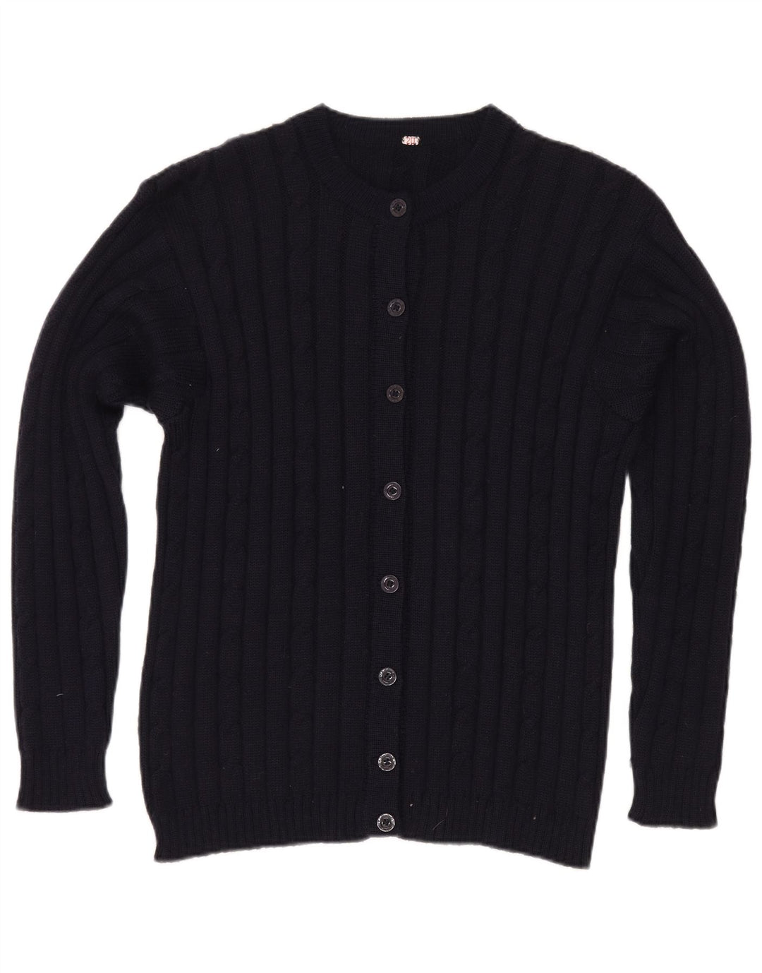 Maglione cardigan da donna vintage UK 12 medio blu navy