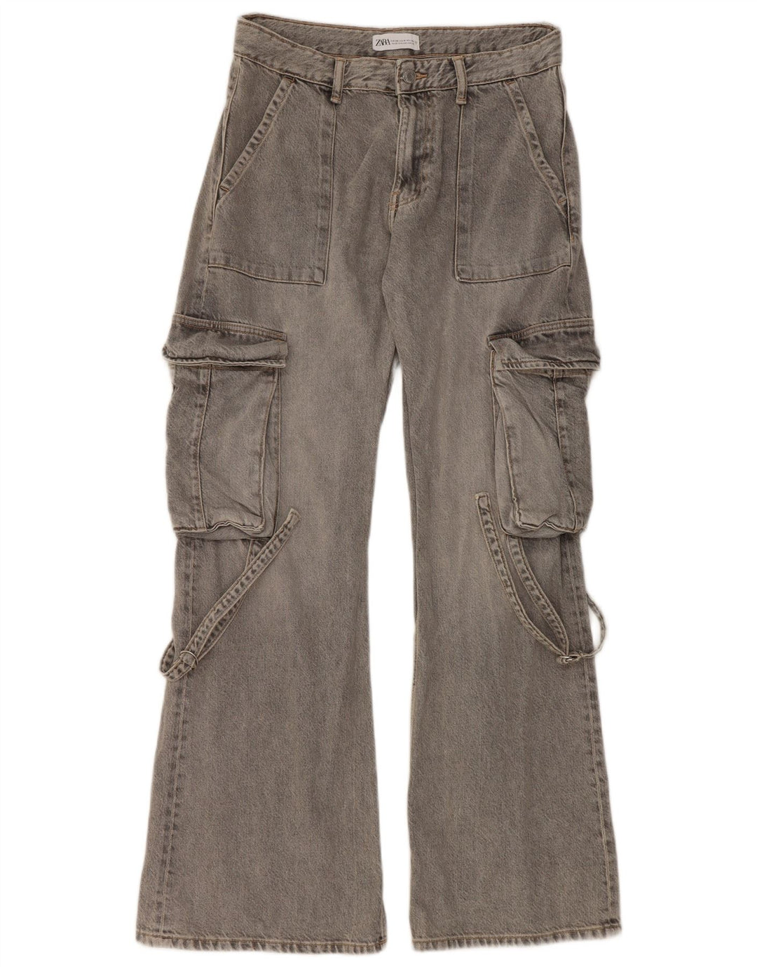 Jeans svasati cargo da donna Zara EU 38 Small W30 L32 Grigio