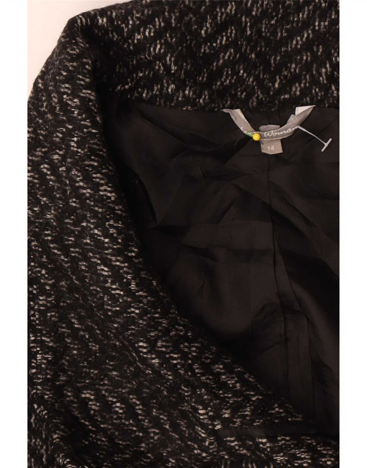 Cappotto da donna Marks & Spencer UK 14 Poliestere a spina di pesce grigio medio