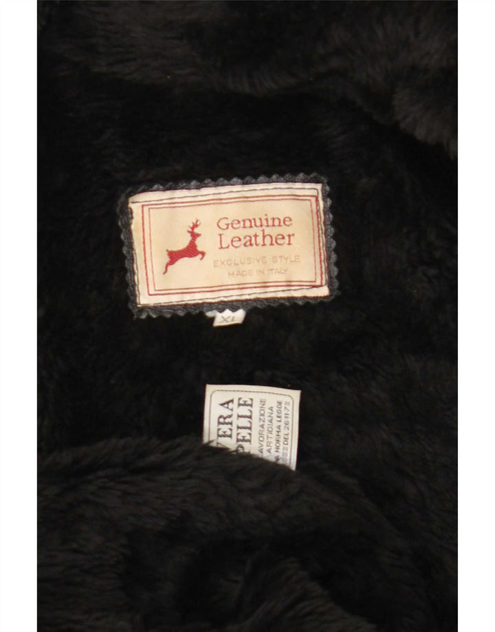 Giubbotto shearling vintage da uomo UK 42 XL in pelle nera